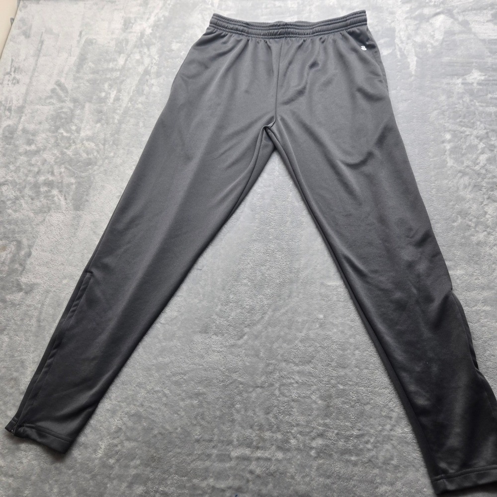 Badger Sport Mens Size Large Gray Track Pants Zipper Ankle Athletic Joggers